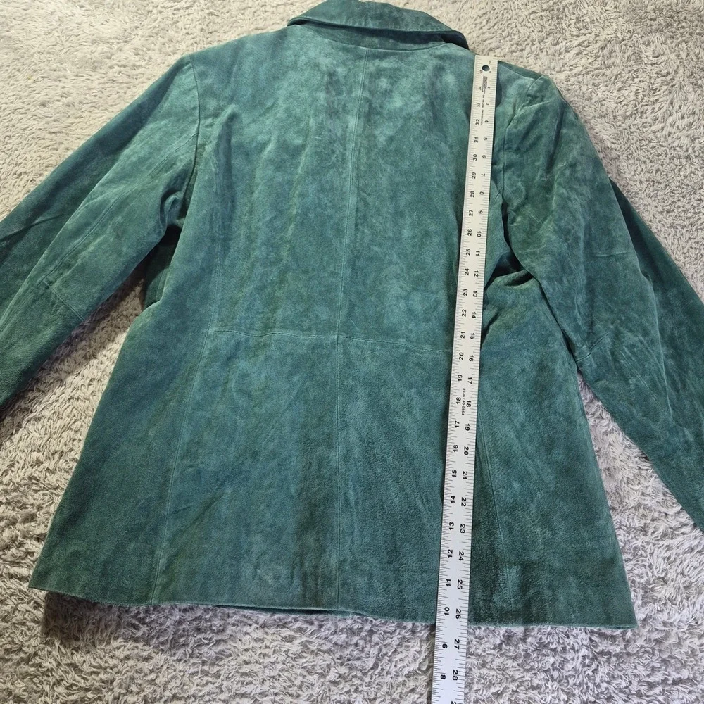 Siena Suede Leather Blazer WS88805-FOR Womens 14 Teal Green Two Button Jacket